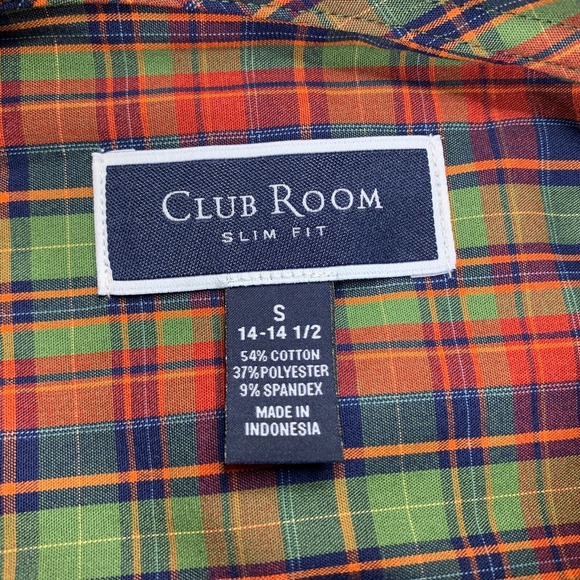 Club Room Mens Slim Fit 4-Way Stretch Plaid Dress Shirt Multicolor 14-14.5 - Picture 3 of 4